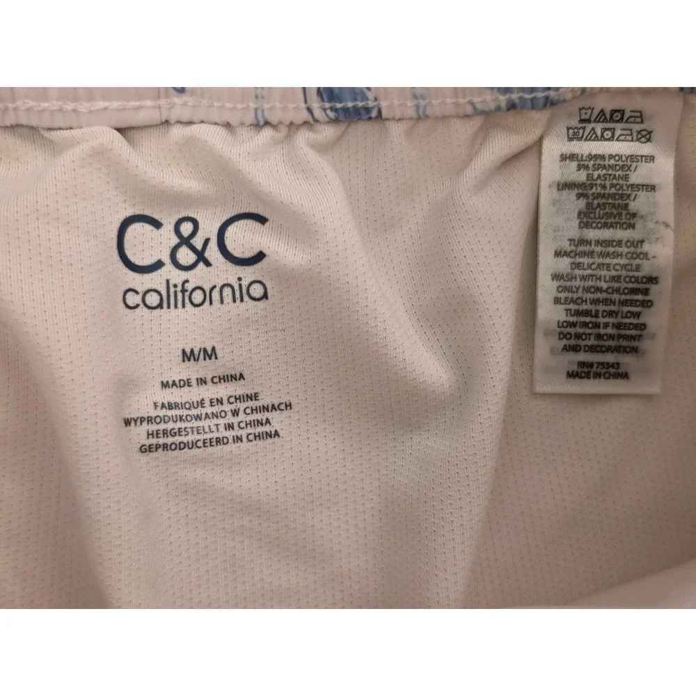 C&C California Mens Swim Trunks Medium Nautical Lobster Shell Print Blue White